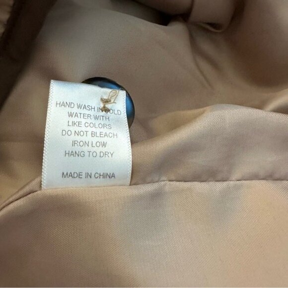 The Brass Monkey Tan Oversize Quilted Jacket Coat Size Medium Boho Military - Picture 9 of 12